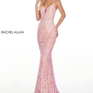 RACHEL ALLAN 7198 In stock in Rose pink, size 4.